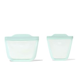 OXO Tot Silicone Reusable Bags – 2 Piece Cup and Snack Set - Opal