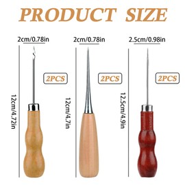 6PCS Bradawl Tool for Wood, Gourd Shape Awl Tool,Brown Beige Sewing Awl for Wood, Sewing Awl, Awl Tool, Suitable for Broken Wire Make Mark Drilling Stitching Repair and DIY Handmade