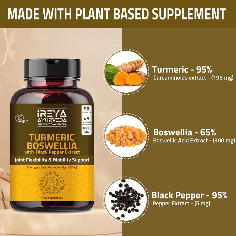 Turmeric Boswellia Extract 1000mg - Joint & Mobility Support Digestive