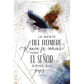 La Mente Del Hombre - Proverbs 16:9 A Man's Mind - Inspirational Saying in Spanish 6x9 Wood Plaque with Easel and Wall Hanger