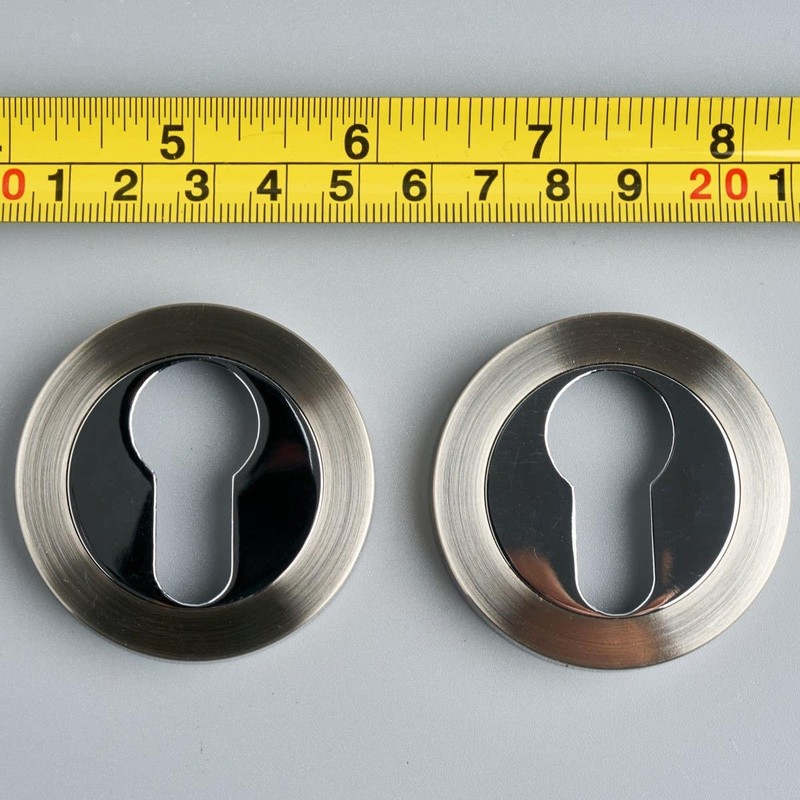 Euro Lock Keyhole Escutcheon Covers Set Dual Tone Polished and
