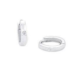Amor Creolen 925 Sterling Silber Damen Ohrschmuck, mit Zirkonia synth., 1 cm, Silber, Kommt in Schmuck Geschenk Box, 9058112
