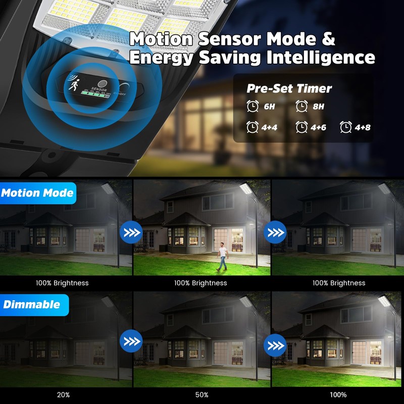 Solar Street Lights Outdoor, 21000LM 6500K Motion Sensor Solar Lights