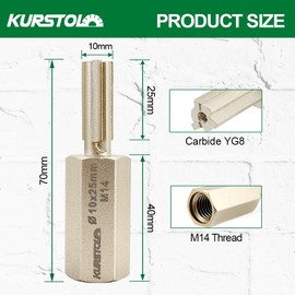 Carbide Brick Mortar Grout Cutter - KURSTOL Mortar Raking Bit 10mm x 25mm with M14 Thread for Mortar Masonry Brick Removal