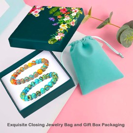 YIWEIYA 2 Pcs 8mm Natural Stone Bracelet for Women Lovely Beaded Bracelet For Women's Gifts Birthday Mother's Day Gifts (with gift box)