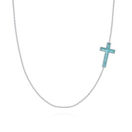 VIJASHOP Cross Choker Necklace 925 Sterling Silver Turquoise Cross Pendant Western Turquoise Jewelry Gifts for Women