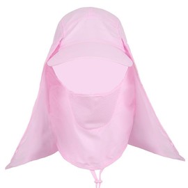 Sun Cap Fishing Hat for Men & Women, UV Protection, Lightweight Baseball Hat, Detachable Neck Flap & Face Cover, Windproof (AU, Alpha, One Size, Pink)