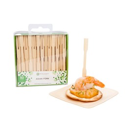 3.5 Inch Wood Fork Picks, 50 Mini Wood Cocktail Forks - Two Pronged, Compostable, Bamboo Mini Cocktail Picks, Sturdy, For Parties Or Catering - Restaurantware