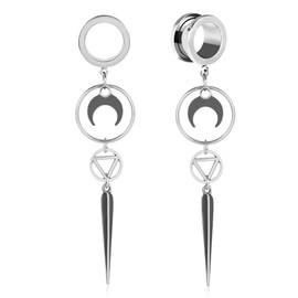 Maxbott Moon Pendant Ear Gauges Plugs - Dangle DIY Tunnel Plugs for Ear Stretching, Body Jewelry Accessories for Men and Women(10mm(00G))
