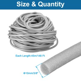 PATIKIL 3/8" x 148 ft Foam Backer Rod, Foam Caulk Saver Concrete Expansion Joint Filler Weather Strip for Sealing Concrete Gaps, Crack Joint Sealer, Grey