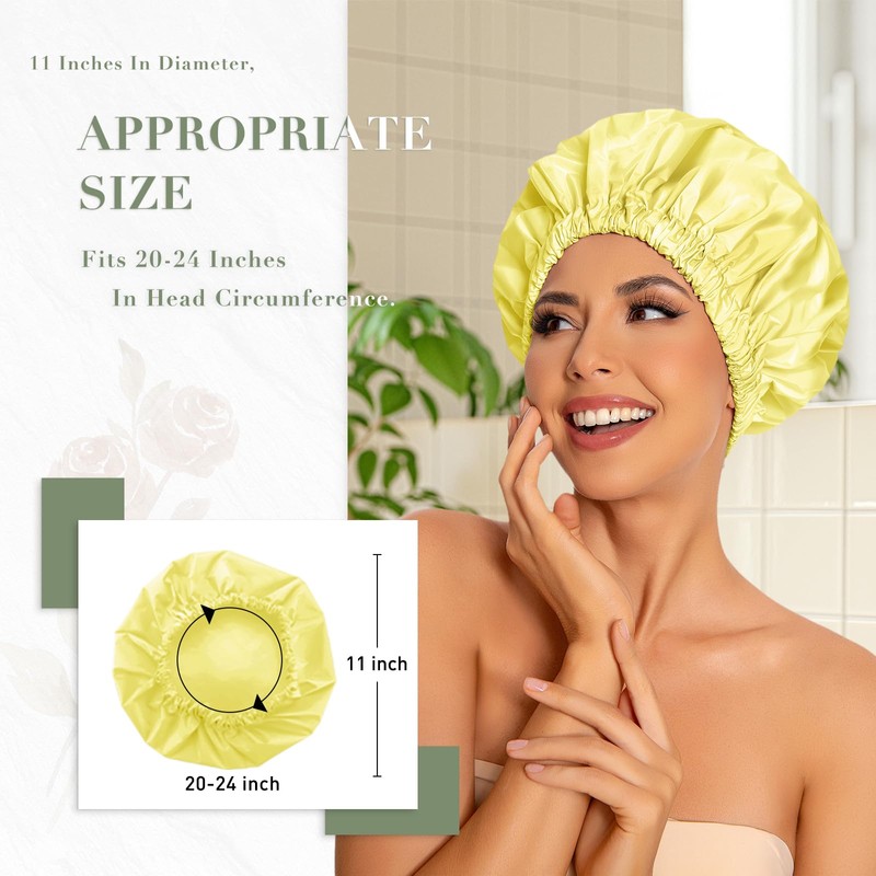 Edoneery Shower Cap for Women, Reusable Large Waterproof Shower Bonnet