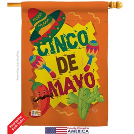 Ornament Collection Cinco de Mayo House Flag Summer Party Cactus Pinata Sombrero Mexican Fiesta Outdoor Small Decorative Gift Yard Banner Double-Sided Made in USA 28 X 40