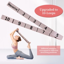 Yoga Stretch Strap with 10 Loops – Elastic Pilates Band for Flexibility Training, Dance, Gym, Rehab, Durable & Breathable Nylon Spandex