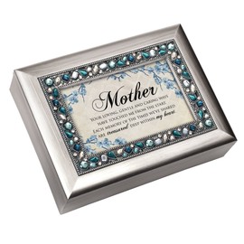 Cottage Garden Mother Your Loving Gentle Ways Brushed Silvertone Jewelry Music Box Plays Wind Beneath My Wings