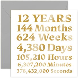 Old English Co. 12th Linen Anniversary Card - Stylish Gold Foil Twelfth Birthday Card for Him or Her | Card for Husband, Wife, Girlfriend, Boyfriend, Happy Couple | Blank Inside & Envelope Included