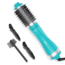 Dan Technology - Cepillo de aire caliente, secador de pelo 4 en 1, peine, alisador y rizador, con revestimiento de titanio y tecnología de iones negativos, para varios tipos de cabello, 1.5 pulgadas
