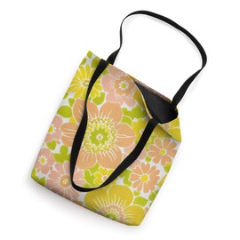 70's Floral Sunshine Yellow Avocado Green Tote Bag