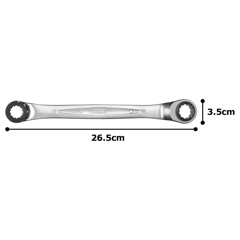 TONE RM75A-1618 Double-ended Ratchet Glasses Wrench (Deep Hole Type) Double