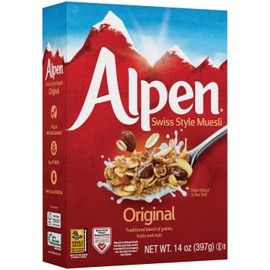 Alpen Original Muesli, Swiss Style Muesli Cereal, Whole Grain, Non-GMO Project Verified, Heart Healthy, Kosher, Vegan, 14 Oz Box