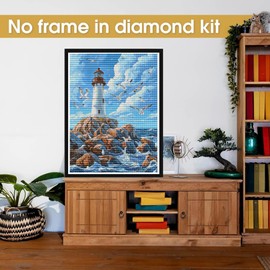 Bimkole - Kit de arte de diamantes 5D para faros adultos, juego de bordado de diamantes de imitación, pintura con diamantes de imitación, kit de punto de cruz, decoración de pared, 12 x 16 pulgadas