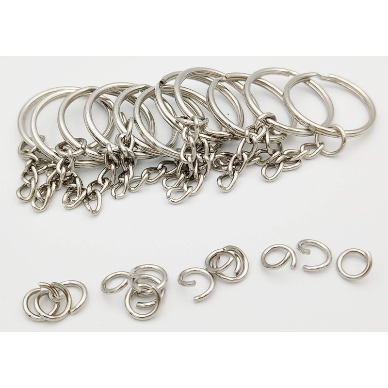 Key Ring with Chain and Open Jump Rings 1 inch,