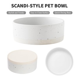 Welloyed Oslo Ceramic Dog Bowl - 6'' Dog Food Water Bowl for Medium and Large Dogs, Heavy Duty Non-slip Dog Dish, Modern Scandi-Style Stoneware Pet Feeder Bowl, Dishwasher Safe (30Oz, White)