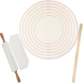 Jingmore 6 Pcs Traditional Norwegian Lefse Making Kit, 20 Inch Pastry Cloth and Wooden Rolling Board, 3 Pcs 11 x 2.5 Inch Rolling Pin Cover 24 Inches Thanksgiving Wood Turning Stick for Baking