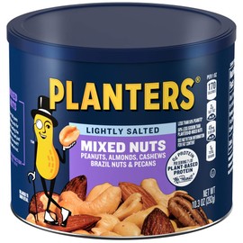 PLANTERS Cashews Roasted Lightly Salted Mix Nuts Snack - Plant-Based Protein Party Snacks, 10 Oz Canister
