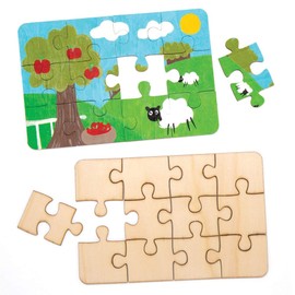 Baker Ross Wooden Puzzles (Pack of 8) - Blank Puzzle Pieces for Kids to Decorate