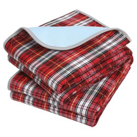 OUTCREATOR® Washable Bed Pads 34" x 54" (Pack of 2) for Incontinence Mattress Protector, Reusable Underpads for Elderly, Adults, Kids, Pets with Anti-Slip Bottom (Red Plaid)