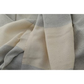 Stefano Ferrante ELMAS Hammam Towel Sauna Towel Pestemal Fouta Beach Towel Bath Towel Cotton Backpacker 100 x 180 cm, Light grey, 100 x 180 cm