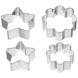 Pearl Metal D-6156 Raffine Stainless Steel Cookie Cutter, Set of 4, Star M, S, Flower M, S