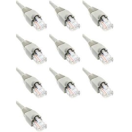 RiteAV 7 Feet Cat6 Ethernet Network Patch Cables Gray RJ45 m/m (10 Pack)