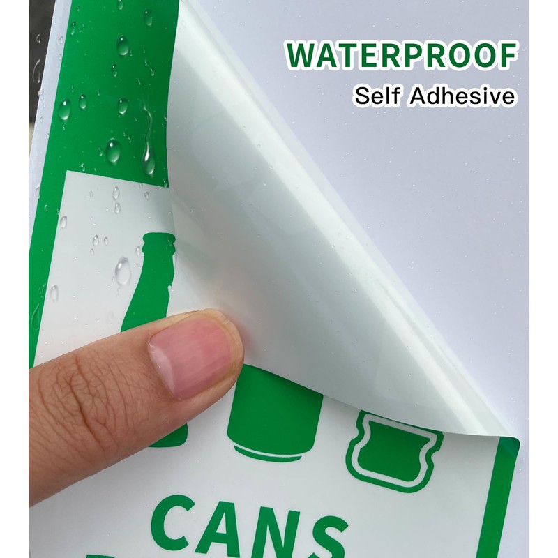 10 Pack Waterproof Recycle Sign for Trash Can(Large),Cans and Bottles