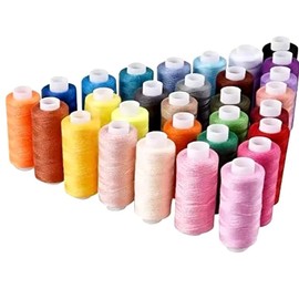 UKDGTMR 24 Colour Sewing Thread, 100 Polyester Yarn, Sewing Thread Roll Machine Hand Embroidery 200 Yard Each Spool, Set of 24