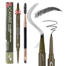 UCANBE Lápices De Cejas Para Mujer Con Pincel Doble Punta Con 4 Puntas Y Delineador En Gel Microblading Con Lápiz Delineador Y Pincel Para Cejas Con Efecto Vello Color Negro Suave