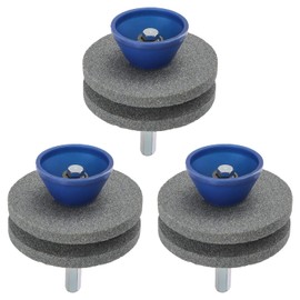 HUAREW Double Layer Lawn Mower Blade Sharpener Wear Lawnmower Blade Sharpener for Power Drill Hand Drill, Double-Layer Grindstones(Pack of 3)