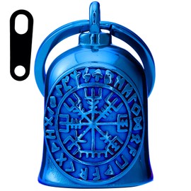 Motorcycle Viking Bell - Motorcycle Angel Bell for Men and Women, Motorcycle Accessories (Black Silver) (Blue)