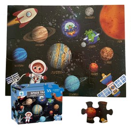 Jumbo Floor Puzzle for Kids, Large Jigsaw Puzzles 35 Piece for Kids Ages 3-5,Preschool Learning & Education Toys, Gifts for 4-8 Year Old Boys and Girls (Solar System Planet)