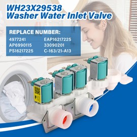 WH23X29538 Washer Water Inlet Valve OEM Parts Compatible With GE, Replacement 4977241 AP6990115 PS16217225 EAP16217225 33090201 C-163/21-A13