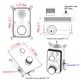 Temperature Display 2 Way Shower Valve Brass Rough-in and Trim Kit, Dual Function Digital Shower Mixer Valve, Brushed Gold