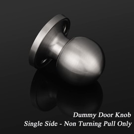 Probrico(1 Pack) Round Satin Nickel Single Dummy Door Knobs, Individual Non-Turning Dummy Door Knob Single Side, Interior Door Knobs, Easy Installation