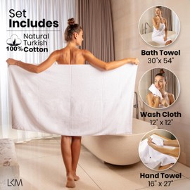 Turkish Cotton Bath Towels - 3 Piece Bathroom Towel Set, Natural Turkish Towels for Bathroom, Quick Dry & Super Absorbent, and Lightweight Luxury Towels for Bath, Hand, Face - Taupe