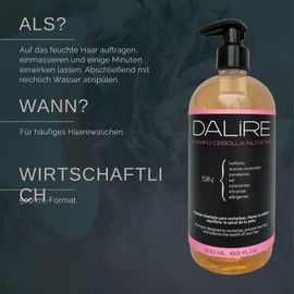 DALIRE Bio-Shampoo mit Zwiebeln gegen Haarausfall, ohne Sulfate und Parabene, 500 ml, XL, extra Schaum, Haarwachstum für Damen und Herren, erhöht das Volumen von dünnem Haar, ohne Silikone