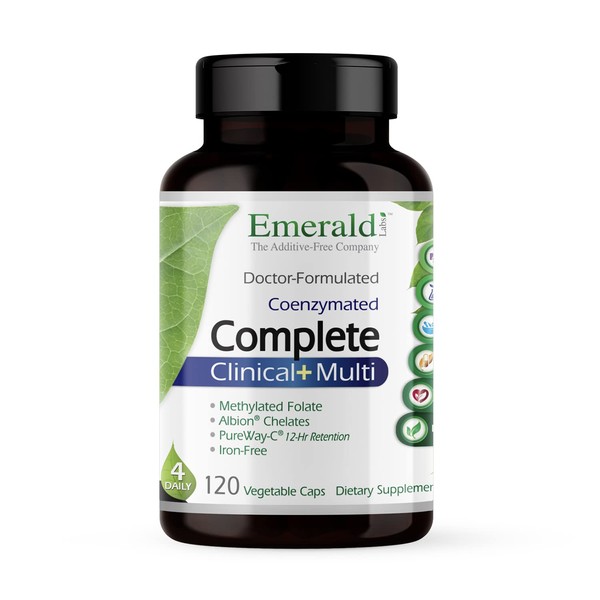 Emerald Labs Complete Clinical Multi - Dietary Supplement with Methylated Folate and D-Alpha Tocopherol for Focus, Vision, Digestion, and Immune System Support - 120 Vegetable Capsules