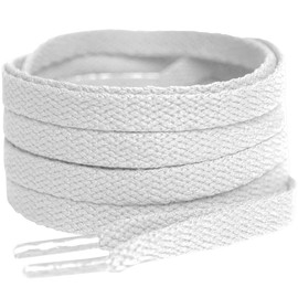 [HIGH FIVE] Shoelaces, Flat Laces, 39.4 inches (100 cm), 47.2 inches (120 cm), 55.1 inches (140 cm), 63.0 inches (160 cm), Plain Sneakers, Low Cut, High Cut, Colorful SHOELACES, Set of 2, white