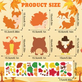 VEYLIN 6 Pcs Fall Animal Craft Kits, Make You Own Animal Stickers DIY Arts and Crafts for Kids Boys Girls Party Decoration Birthday Gifts