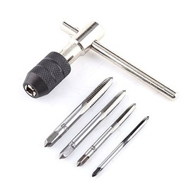 5-Piece Set of Manual Black Tap, M3, M4, M5, M6, Mini Tap and Die Set, Reaming Hand + 4 Straight Groove Thread Taps