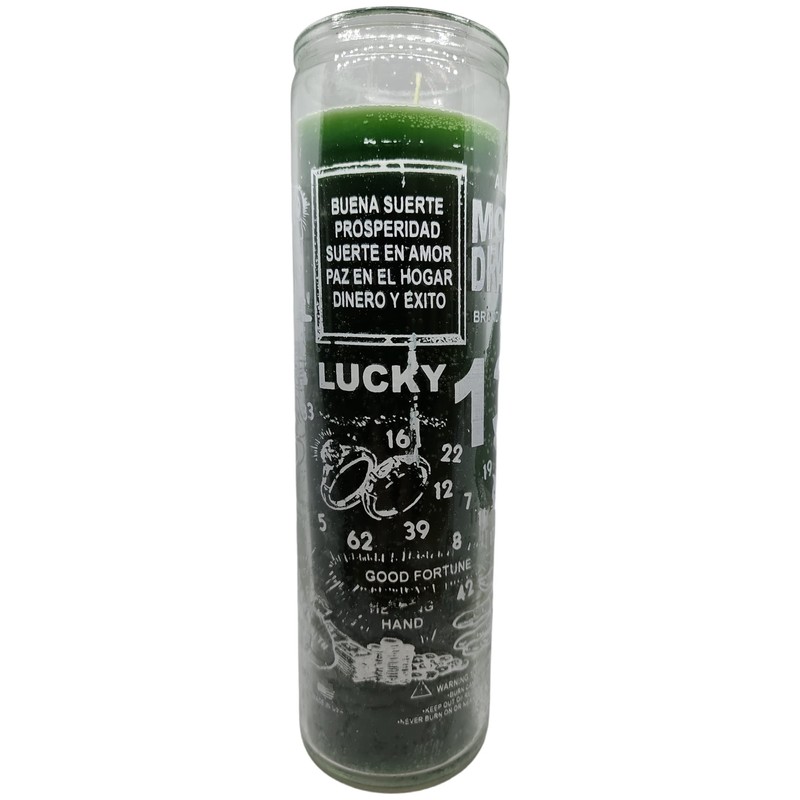 INDIO 7 Day Glass Candle Money Drawing - Green