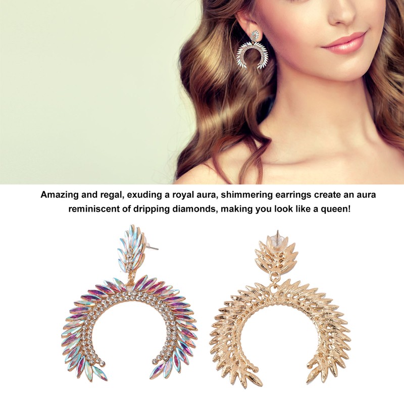 Marquise Flower Teardrop Earrings KC Gold Glittering Semicircle Teardrop Dangle